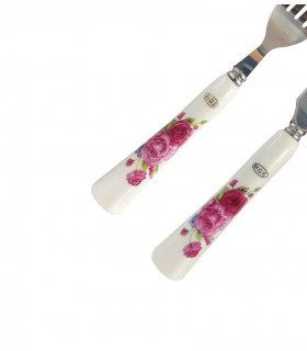 کارد و چنگال میوه خوری دسته سرامیکی MGS گل های رز