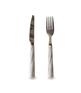 کارد و چنگال میوه خوری دسته سرامیکی طرح پیچکی