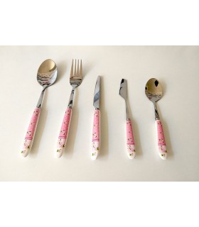 سرویس 24 نفره قاشق و چنگال دسته سرامیکی طرح آنجل سرویس 24 نفره قاشق و چنگال دسته سرامیکی طرح آنجل