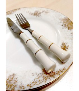 کارد چنگال میوه خوری 12 پارچه دسته سرامیکی طرح انگشتی