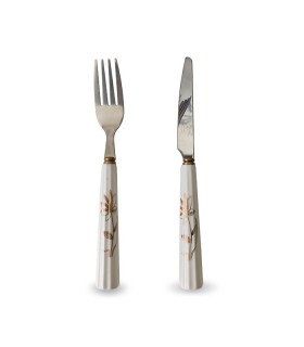 کارد چنگال سرامیکی گل طلایی