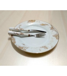 کارد چنگال سرامیکی گل طلایی