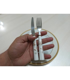 کارد چنگال سرامیکی گل طلایی