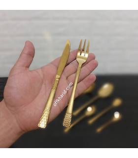 سرویس قاشق و چنگال یونیک مدل حصیری طلایی سرویس قاشق و چنگال یونیک مدل حصیری طلایی