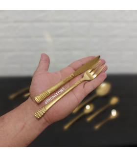 سرویس قاشق و چنگال یونیک مدل حصیری طلایی سرویس قاشق و چنگال یونیک مدل حصیری طلایی