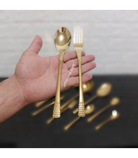 سرویس قاشق و چنگال یونیک مدل حصیری طلایی سرویس قاشق و چنگال یونیک مدل حصیری طلایی