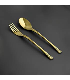 سرویس قاشق و چنگال یونیک مدل حصیری طلایی سرویس قاشق و چنگال یونیک مدل حصیری طلایی