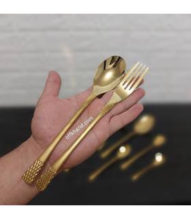 سرویس قاشق و چنگال یونیک مدل حصیری طلایی سرویس قاشق و چنگال یونیک مدل حصیری طلایی