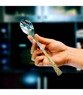 سرویس قاشق و چنگال 24 نفره یونیک دهنه اروپایی مدل سنگی طلایی سرویس قاشق و چنگال 24 نفره یونیک دهنه اروپایی مدل سنگی طلایی