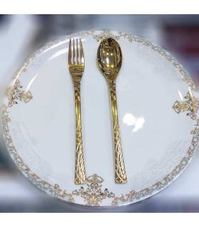 سرویس قاشق چنگال 120 پارچه دهنه اروپایی طلایی یونیک طرح لوکا سرویس قاشق چنگال 120 پارچه دهنه اروپایی طلایی یونیک طرح لوکا