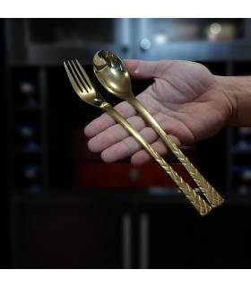 سرویس قاشق چنگال 120 پارچه دهنه اروپایی طلایی یونیک طرح لوکا سرویس قاشق چنگال 120 پارچه دهنه اروپایی طلایی یونیک طرح لوکا