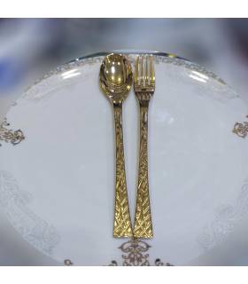 سرویس قاشق چنگال 120 پارچه دهنه اروپایی طلایی یونیک طرح لوکا سرویس قاشق چنگال 120 پارچه دهنه اروپایی طلایی یونیک طرح لوکا