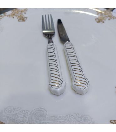 سرویس 12 پارچه کارد و چنگال دسته سرامیکی یونیک