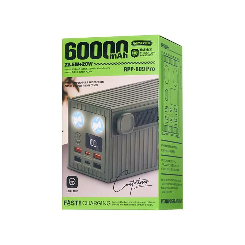 پاوربانک ریمکس RPP-609 Pro ظرفیت ۶۰۰۰۰mAh | فست شارژ 22.5 وات