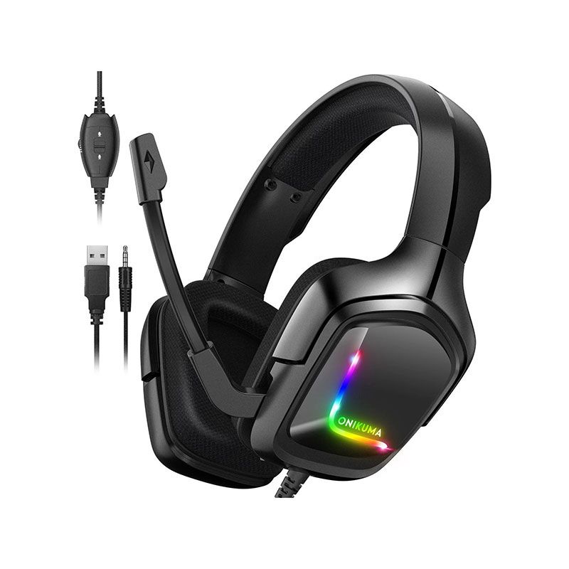 هدفون گیمینگ اونیکوما Onikuma K20 مشکی با نورپردازی RGB