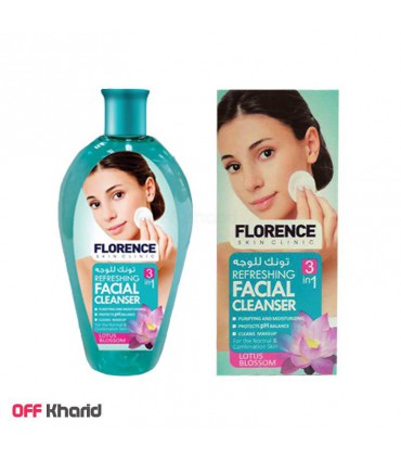تونیک پاک کننده آرایش صورت فلورنس Florence با رایحه نیلورفر آبی حجم 200 میلی لیتر