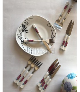 کارد و چنگال میوه خوری دسته سرامیکی MGS