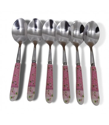 سرویس 44 پارچه قاشق و چنگال دسته سرامیکی طرح آنجل