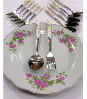 قاشق و چنگال دسته سرامیکی طرح گل دار قاشق و چنگال دسته سرامیکی طرح گل دار