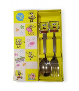 ست قاشق و چنگال کودک مدل باب اسفنجی ست قاشق و چنگال کودک مدل باب اسفنجی