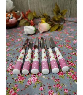 کارد و چنگال دسته سرامیکی طرح گل صورتی کارد و چنگال دسته سرامیکی طرح گل صورتی